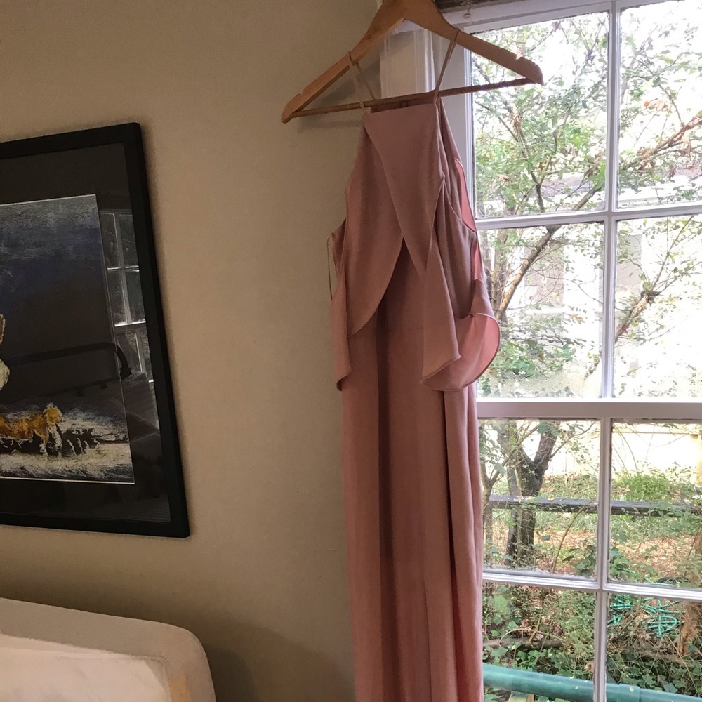 Formal style full length pink dress